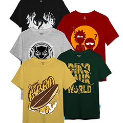 Pack of 5 Round Neck Printed T-Shirt