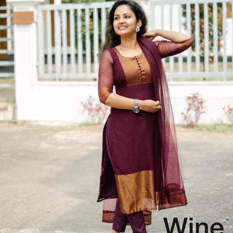 Premium Jacquard Chiffon Kurti Pant Sets