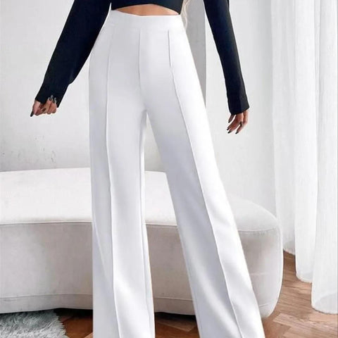 Women's Nontransparent Fabric Classic-Stylish Pant White