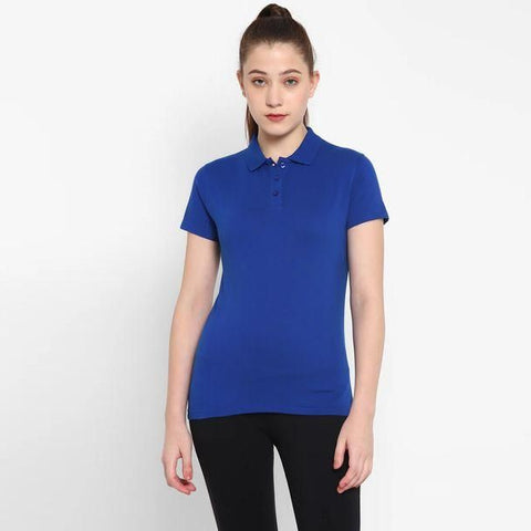 Ketex Royal Blue Cotton Blend Polo Neck Tshirt